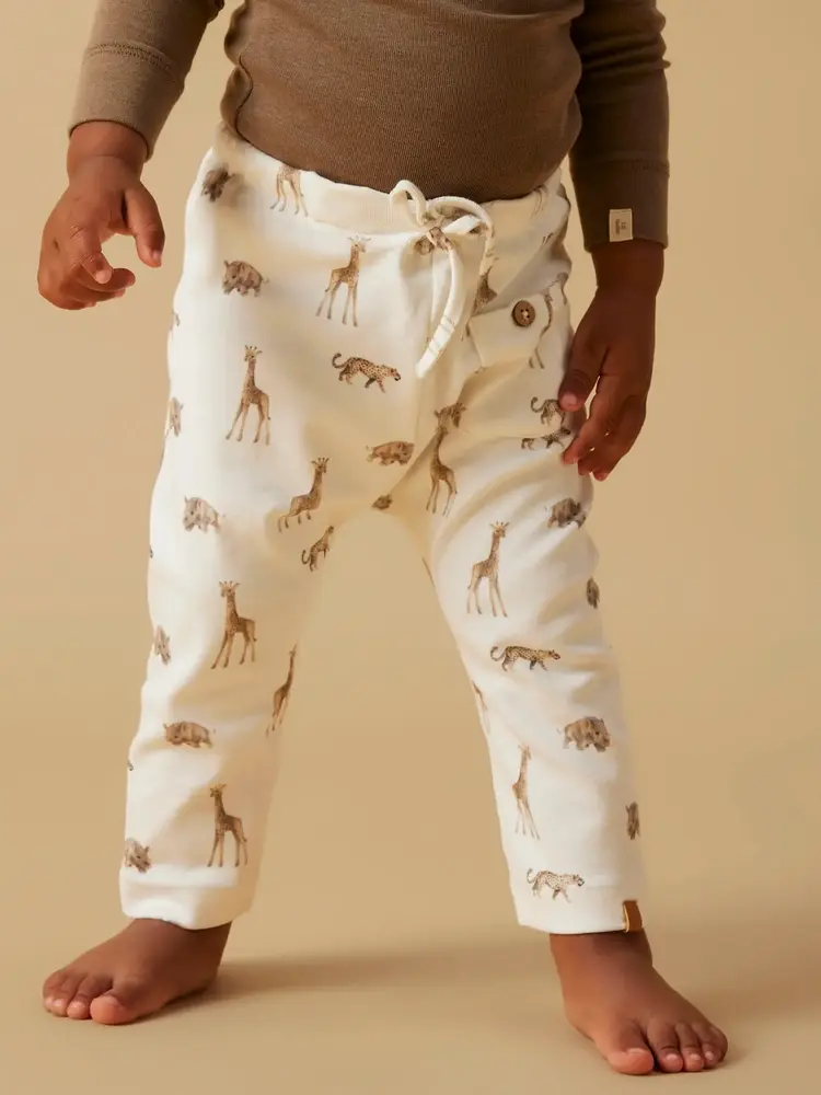 Lil'Atelier Baby Gayo Loose Pant - Coconut Milk Animals