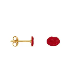 Bibi Camille Lips Stud Earring - Gold Plated Red