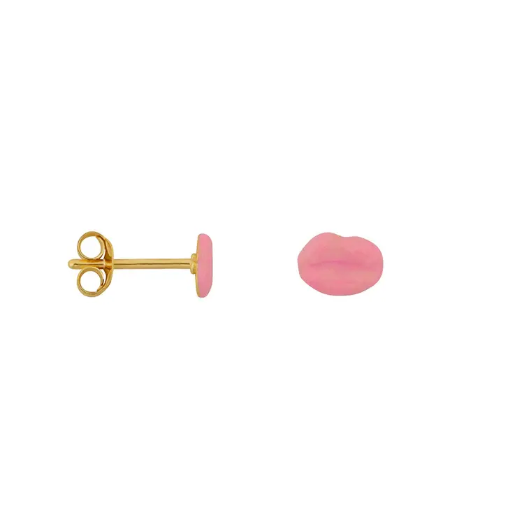 Bibi Camille Lips Stud Earring - Gold Plated Light Pink