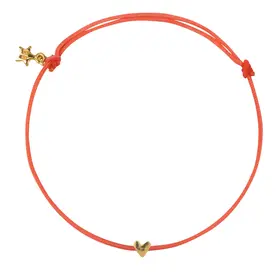 Bibi Camille Mini Heart Rope Bracelet Gold Plated Plain Pink Rope