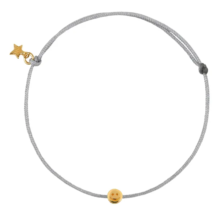 Bibi Camille Mini Smiley Rope Bracelet Gold Plated Blue Grey