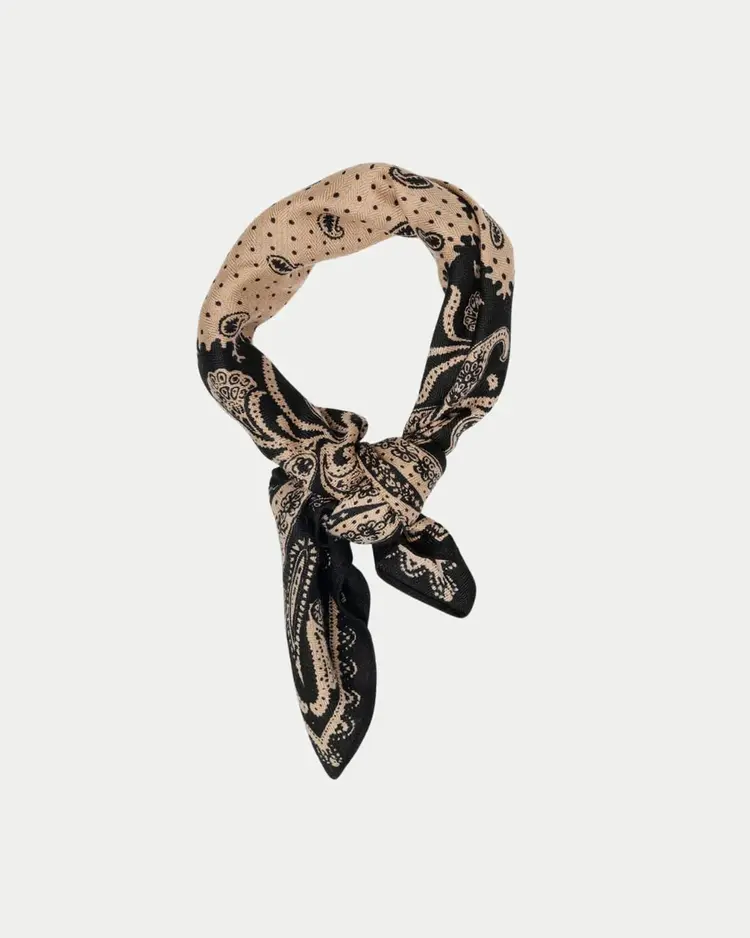 Bow19 Paisley Scarf - Beige & Black