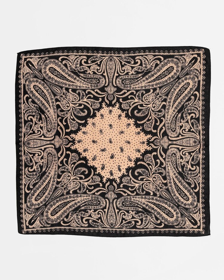 Bow19 Paisley Scarf - Beige & Black