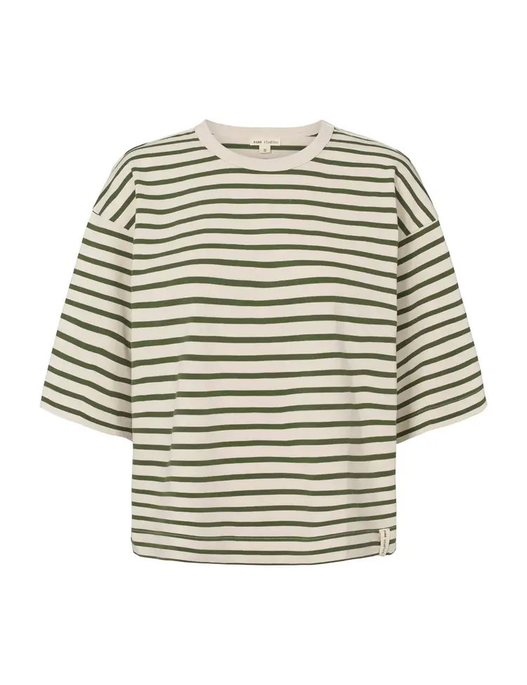 Esmé Studios Tine Boxy Striped Tshirt - Green Stripe