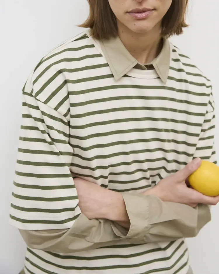 Esmé Studios Tine Boxy Striped Tshirt - Green Stripe