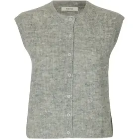 Selected Lulu SL Button Vest - Light Grey Melange