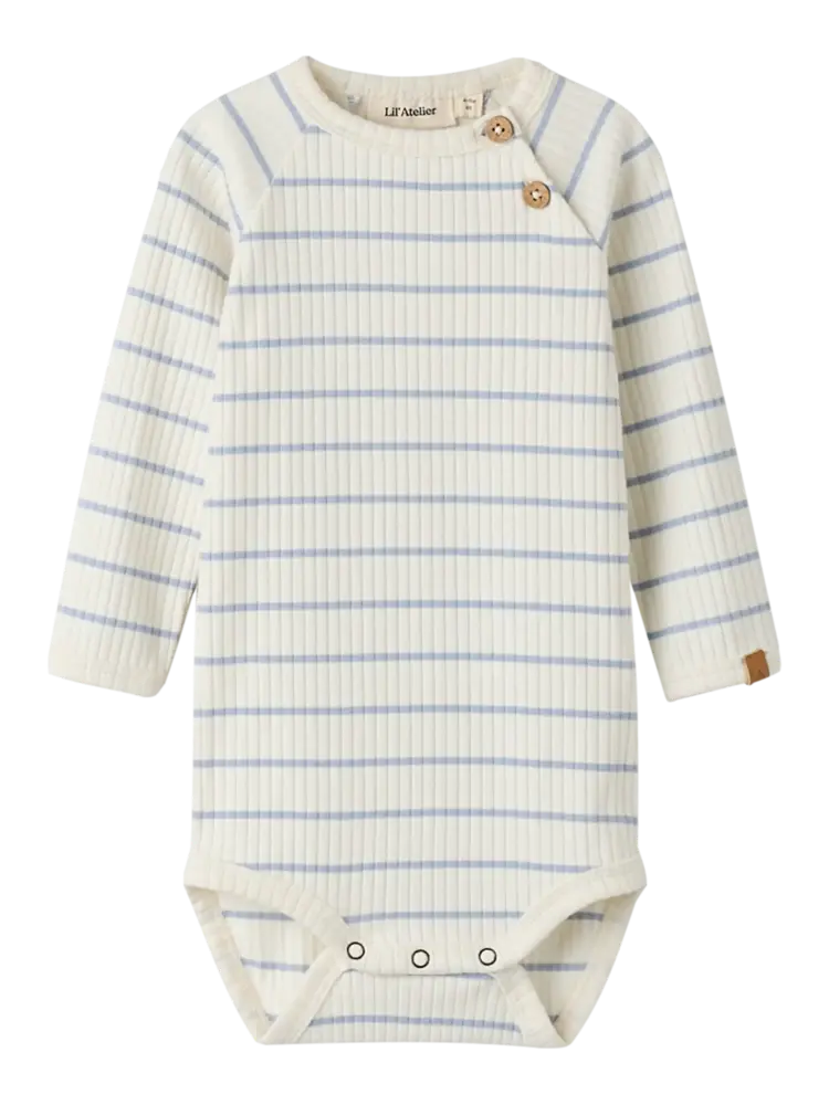 Lil'Atelier Baby Kail LS Slim Body - Coconut Milk/Zen Blue