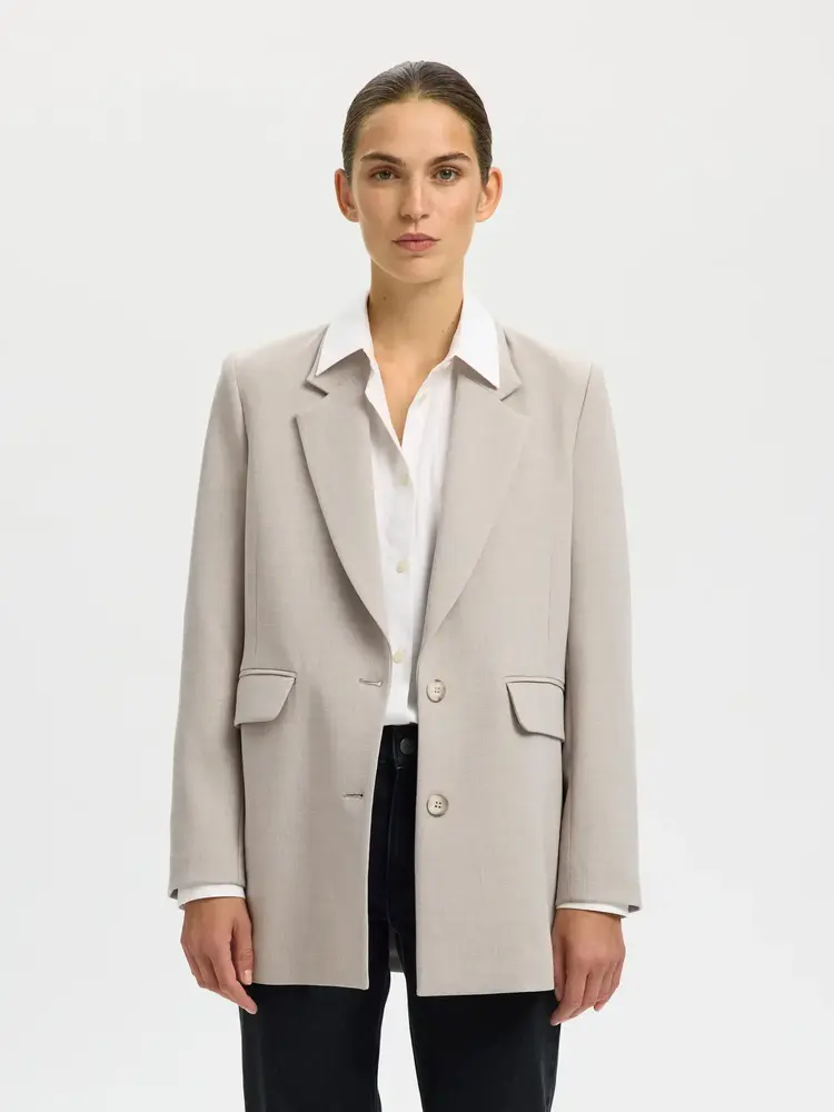 Selected Rita Relaxed Blazer - Island Fossil Melange