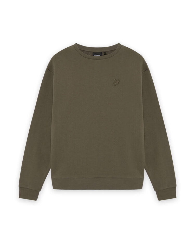 Lyle & Scott Heavy Weight Drop Shoulder Crew - Khaki Ash
