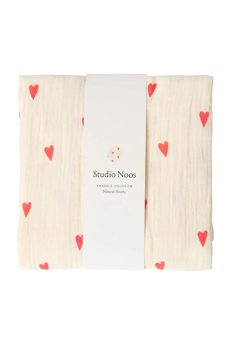 Studio Noos Swaddle Large - Beige Hearts