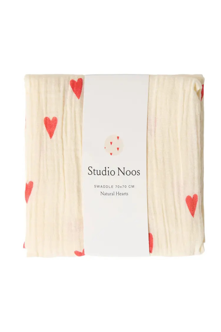 Studio Noos Swaddle Medium - Beige Hearts