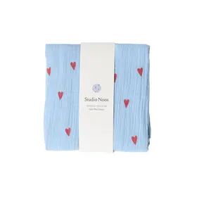 Studio Noos Swaddle Medium - Light Blue Hearts