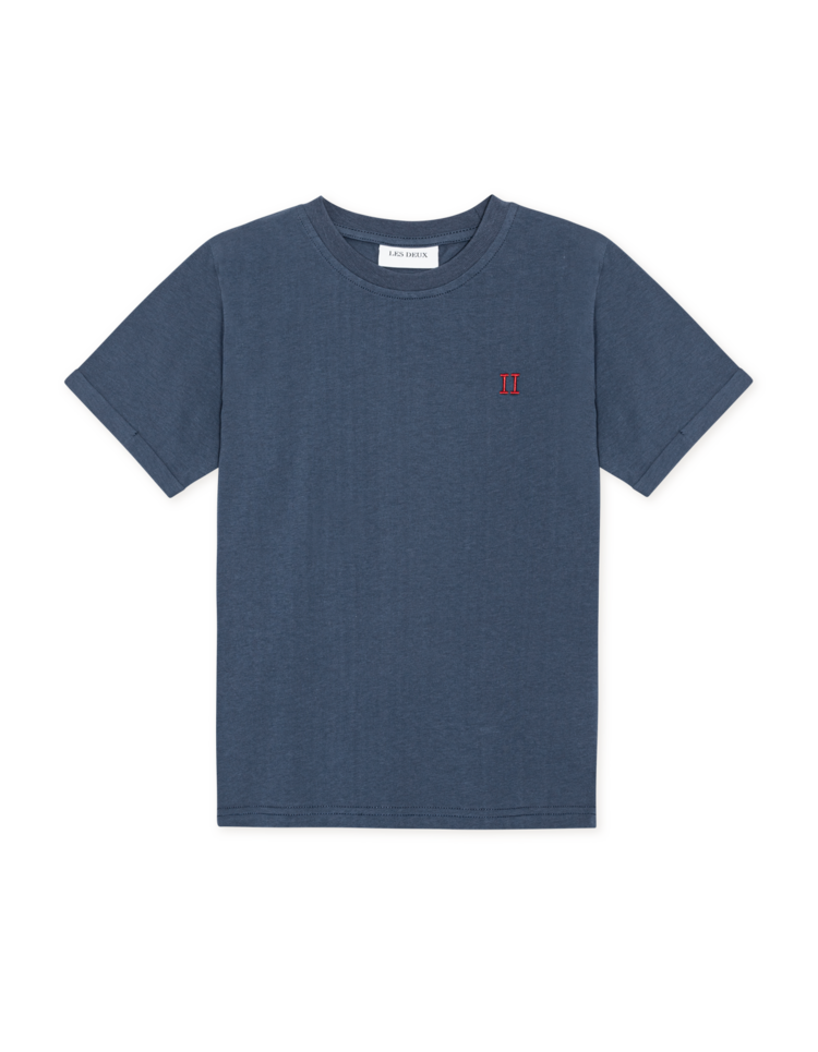 Les Deux Norregaard Contrast T-Shirt - Dark Denim Blue