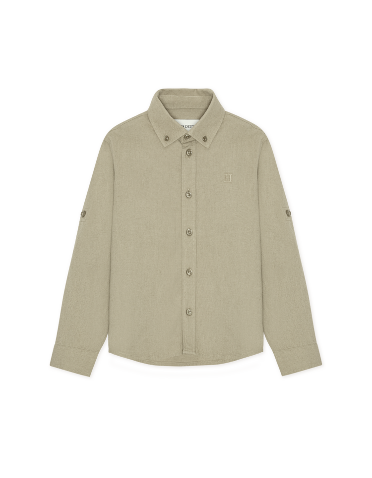 Les Deux Konrad Cotton Linnen Shirt - Laurel Oak Sand