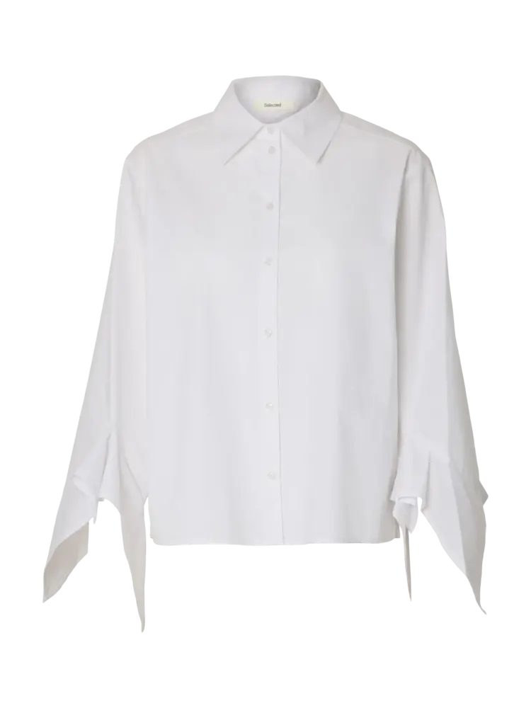Selected Delia Relaxed Flounce Shirt - Bright White