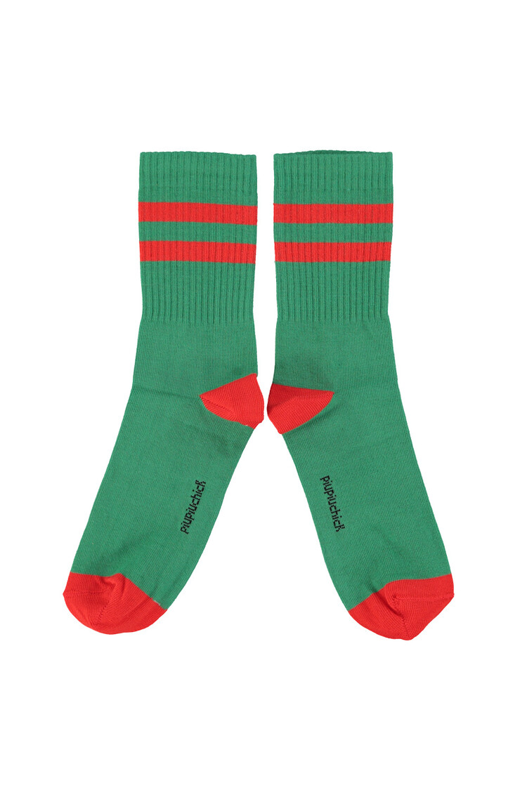 Piupiuchick Socks - Green w/red stripes