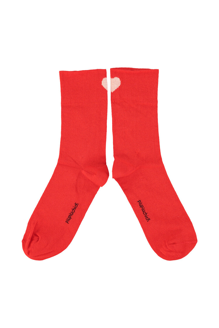 Piupiuchick Socks - Red w/ecru heart
