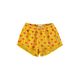 Piupiuchick Shorts w/fringes - mustard/red hearts