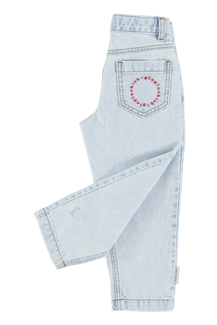 Piupiuchick Mom fit trousers - washed light blue denim