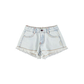 Piupiuchick Shorts w/fringes - washed light blue denim