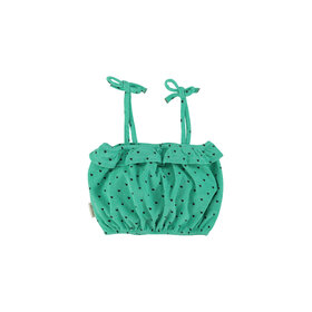 Piupiuchick Top with straps - green w/black hearts