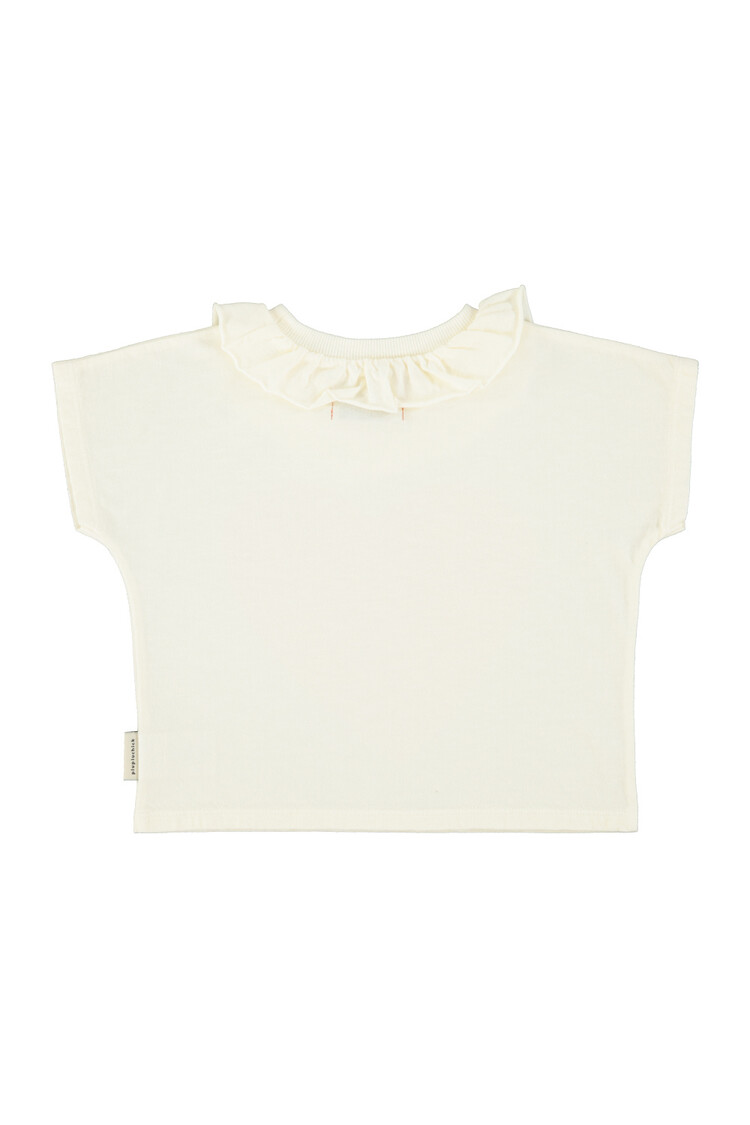 Piupiuchick T-Shirt collar- ecru/red heart print