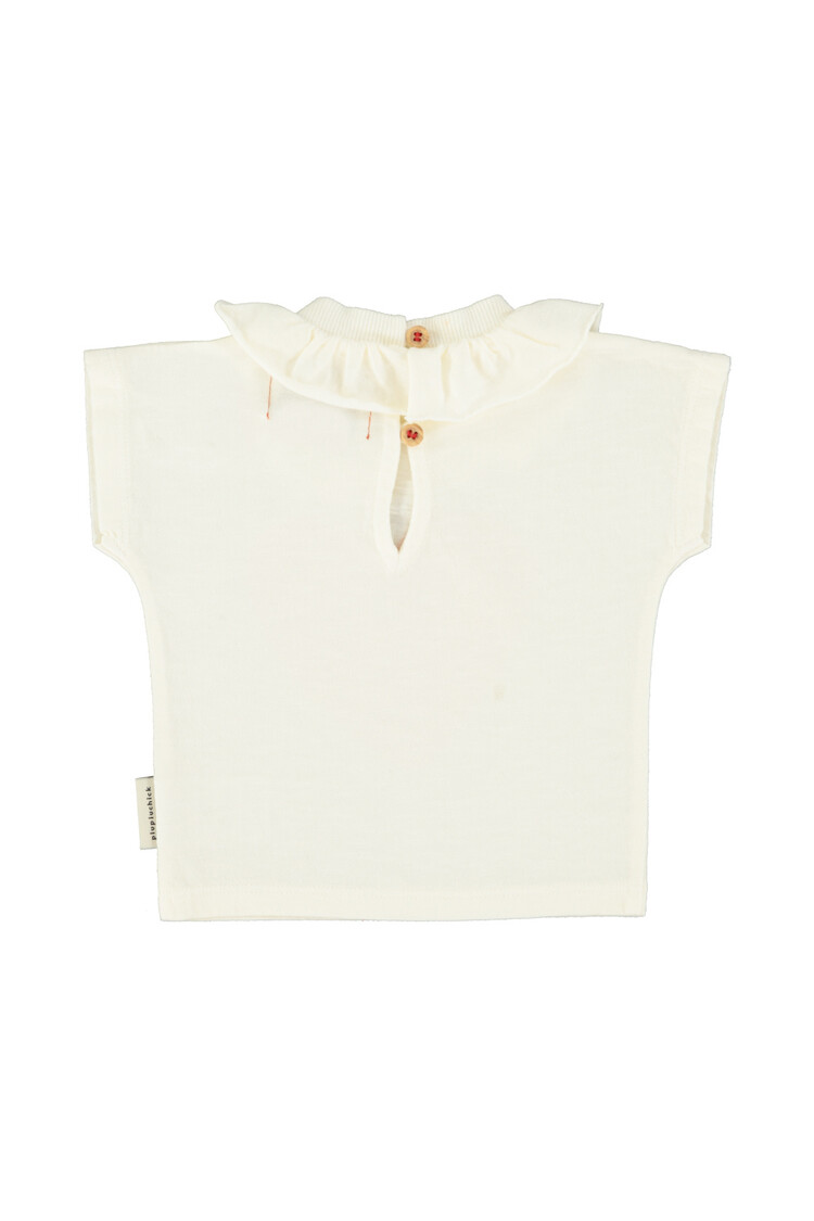 Piupiuchick Baby T-Shirt/collar - ecru/red heart print