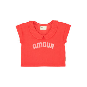 Piupiuchick T-Shirt Peter Pan collar- red/amour print