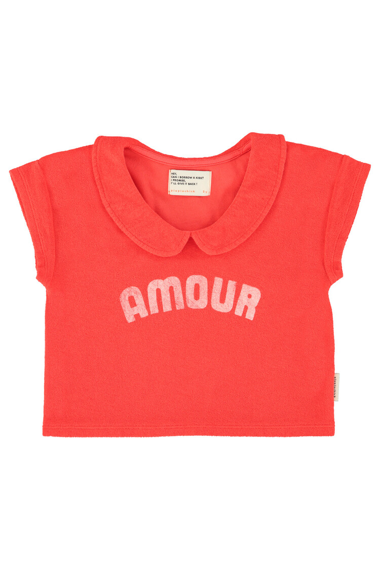 Piupiuchick T-Shirt Peter Pan collar- red/amour print