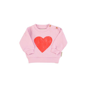 Piupiuchick Baby Sweatshirt - Lilac w/red heart print