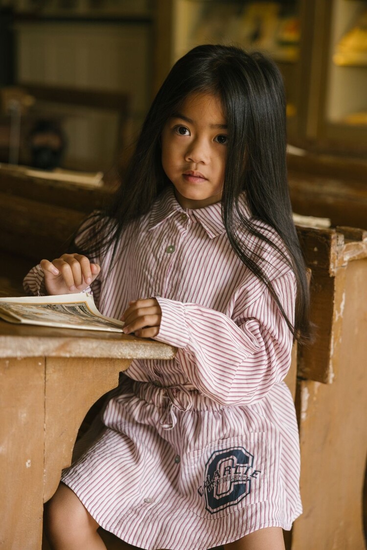 Charlie Petite Pem Skirt - White/Red Stripes