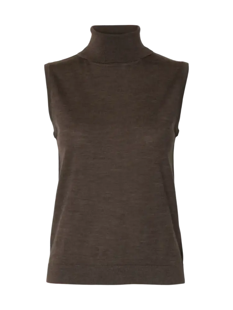 Selected Thea Knit Roll Neck - Chocolate