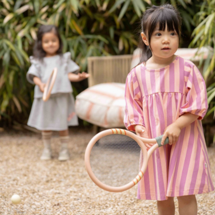 House of Jamie Balloon High Waist Dress - Violet Bellini Stripes