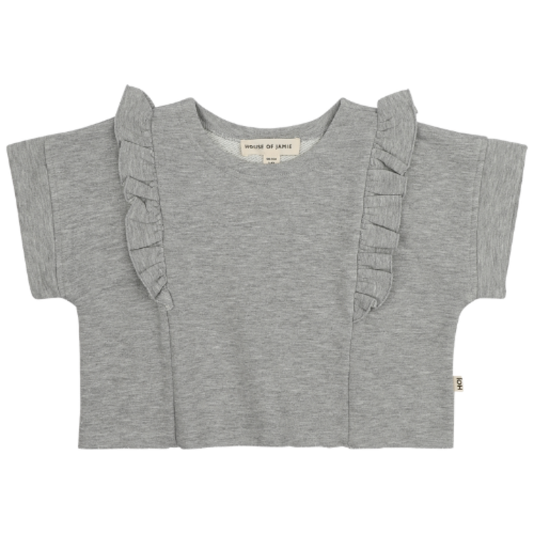 House of Jamie Relaxed Ruffled Tee - Grey Melange
