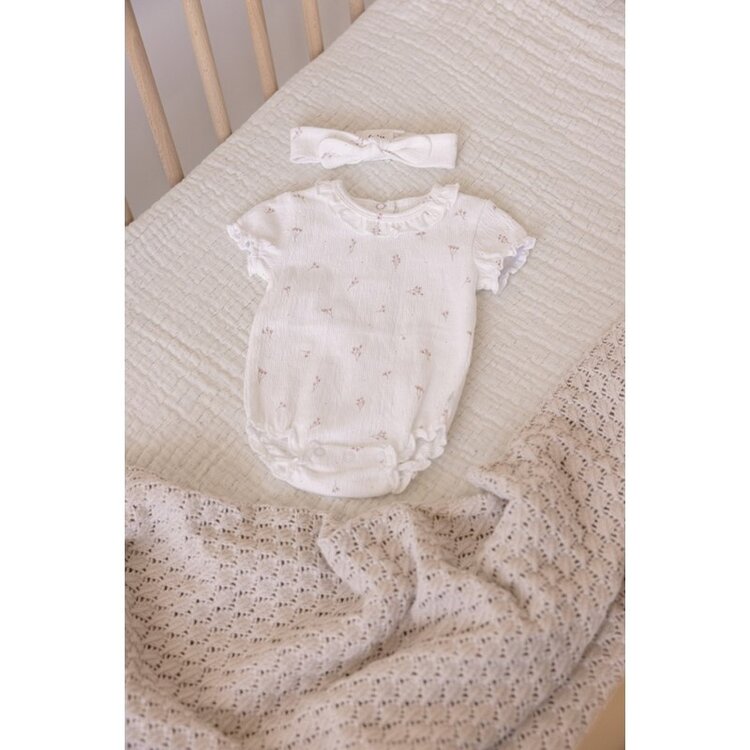 Feetje Romper Crinkle - Delicate Flower - Offwhite