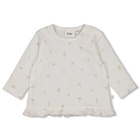 Feetje Longsleeve ruches crinkle - Delicate Flower - Offwhite
