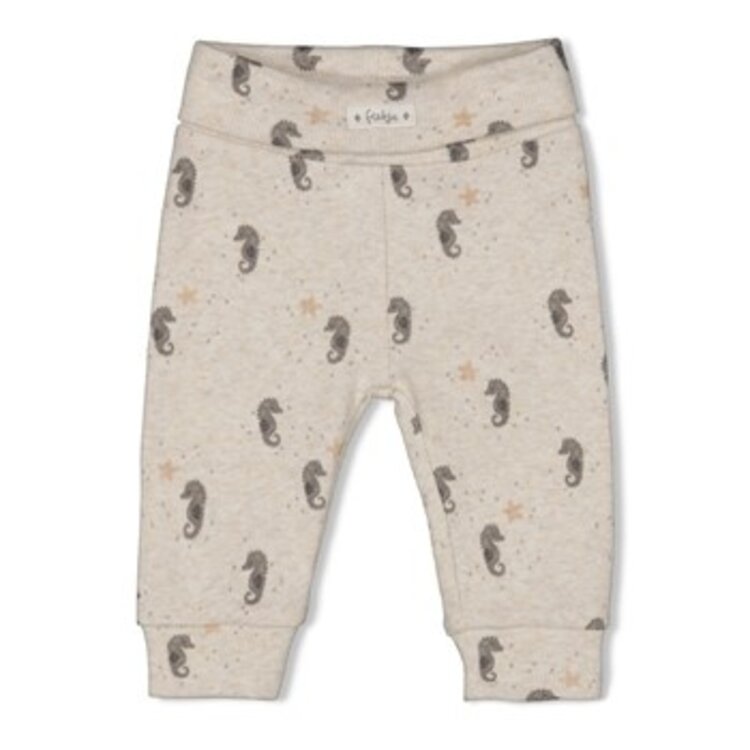 Feetje Broek rib AOP - Sea Sweeties - Offwhite Melange