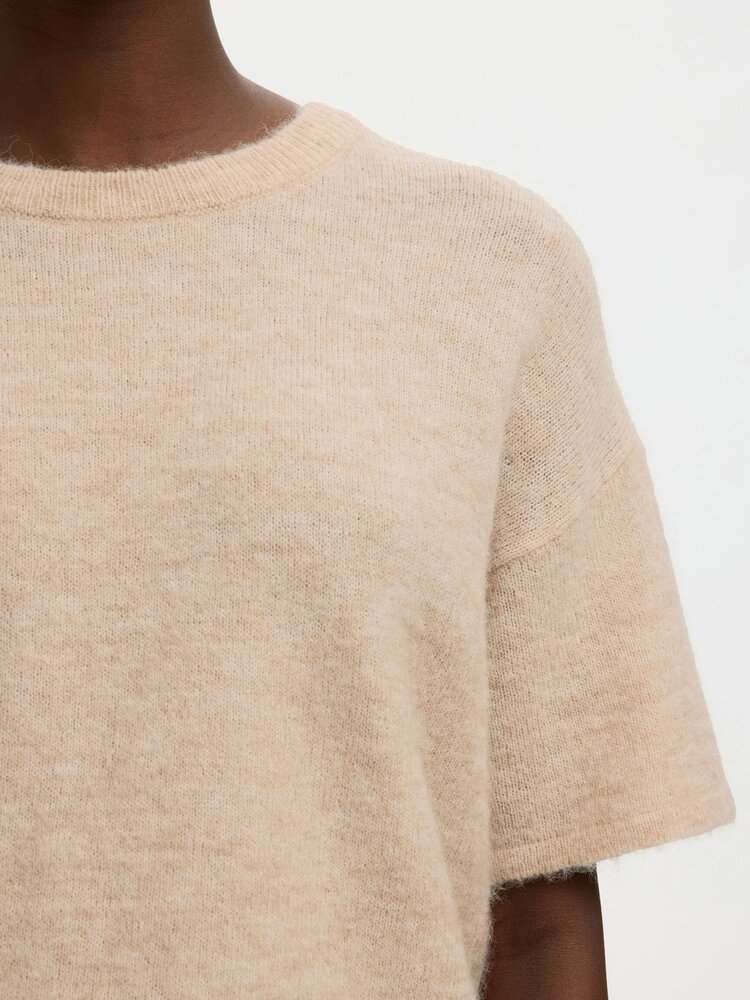 Selected Lulu 2/4 knit O-neck - Birch Melange
