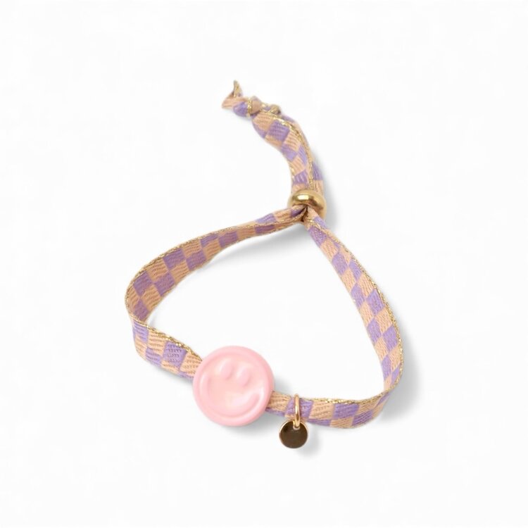 LOVEissue Bracelet Happy Smiley 2.0 - Pink Checked lila