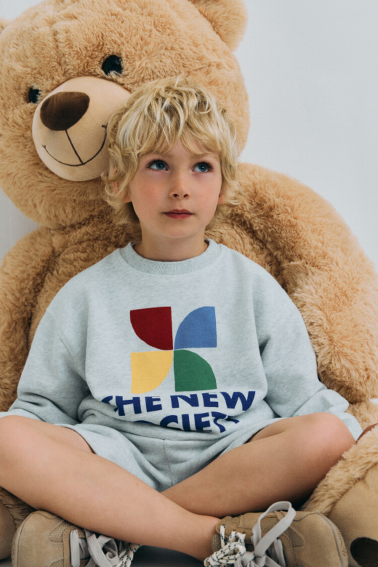 The New Society TNS Logo Sweatshirt - Light Grey Melange