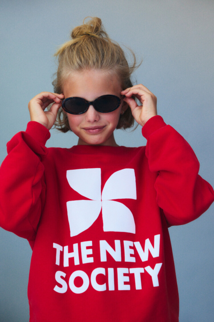 The New Society TNS Logo Teen Sweatshirt - Tulip Red