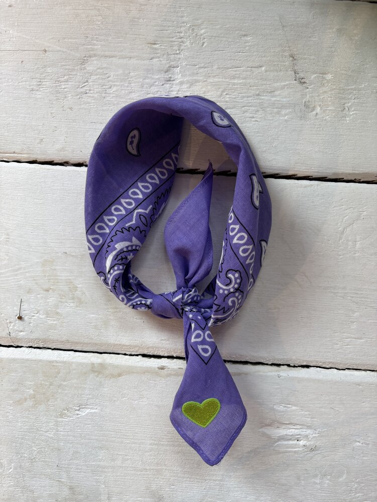 Bandana - lila/groen hartje