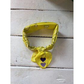 Bandana - geel/lila en paars hartje