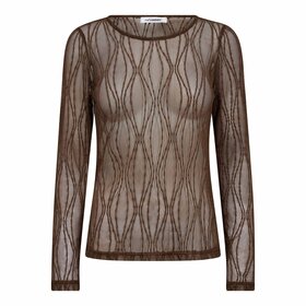 Co'Couture Marcy Mesh O-Blouse - Mocca