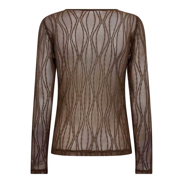 Co'Couture Marcy Mesh O-Blouse - Mocca