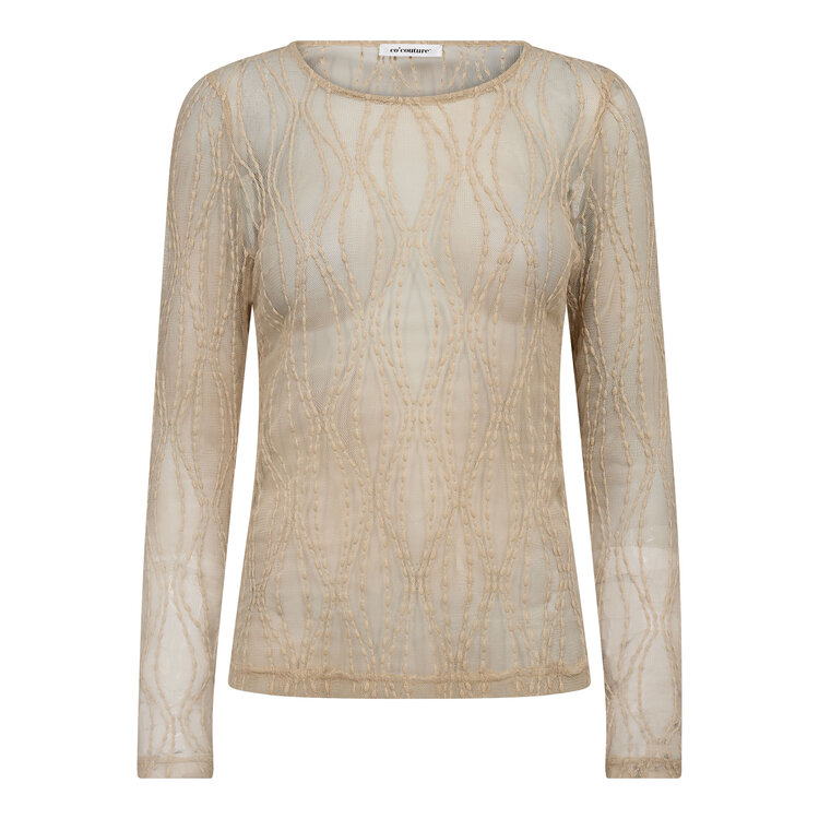 Co'Couture Marcy Mesh O-Blouse - Bone