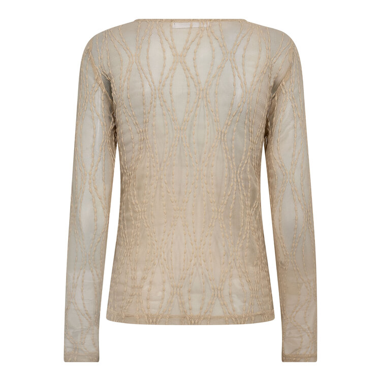 Co'Couture Marcy Mesh O-Blouse - Bone