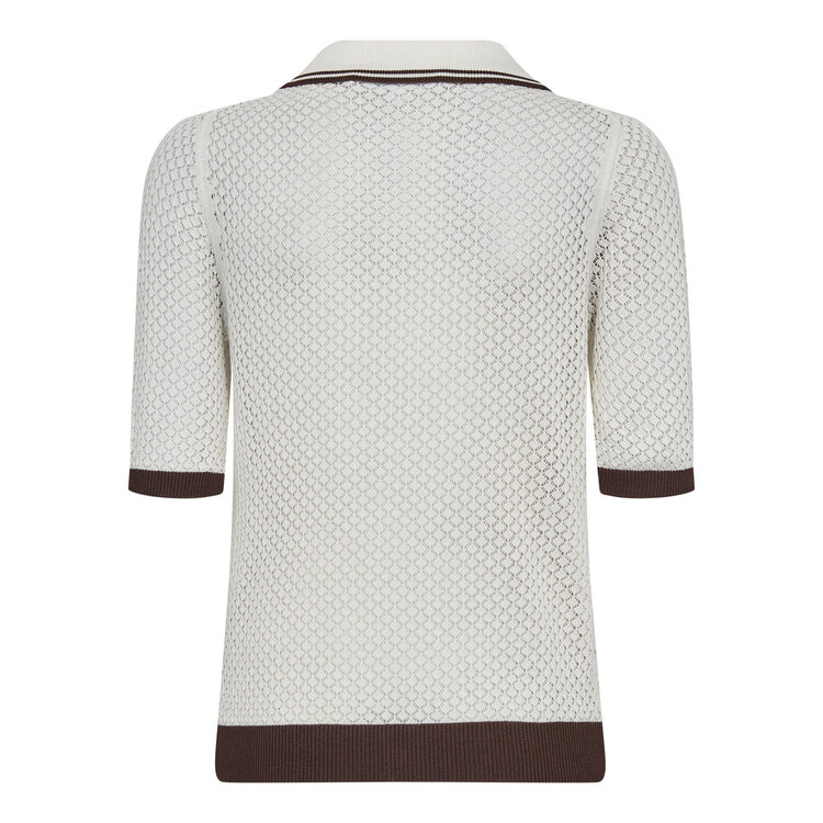 Co'Couture Lue Pointelle Polo Knit - Bone