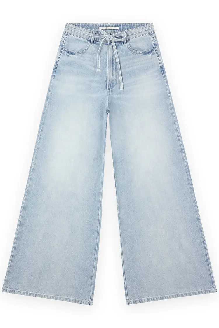 Homage Extra Wide Leg Jeans With Cord- Blue Used