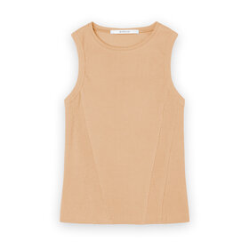 Homage Detailed Sleeveless Rib Top- Soft Coral